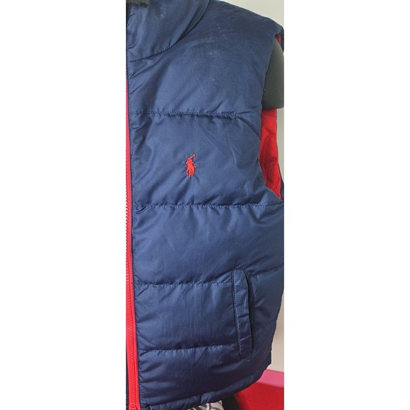 Boy's Polo Ralph Lauren‎ Red Blue Reversible Puffer Vest 75% Grey Duck Down Sz 6 - Picture 15 of 16